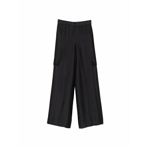 青みうしろ帯 レディース 心地好いズボン下 ボトムス Elasticated-waist cargo pants Black