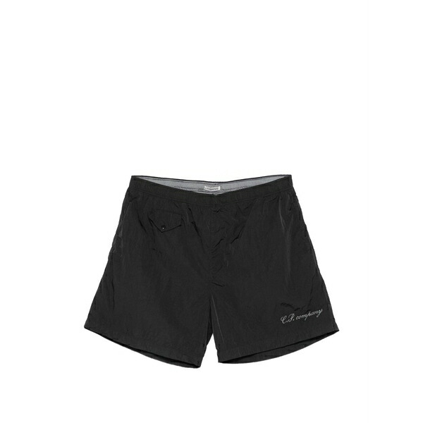 シーピーカンパニー メンズ 心地よいズボン下 ボトムス Logo-print swim shorts Black
