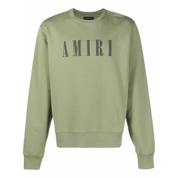 アミリ メンズ パーカー・スウェットシャツ アウター Logo-print crew neck sweatshirt Green｜asty 88,440円