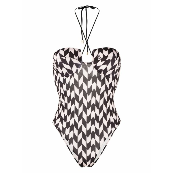 エリザベスフランキ レディース 衣装 トップス Geometric-print swimsuit Neutrals