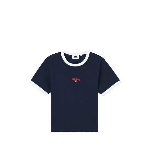 黒茶 レディース プルオーバー トップス Embroidered-detail cotton t-shirt Blue
