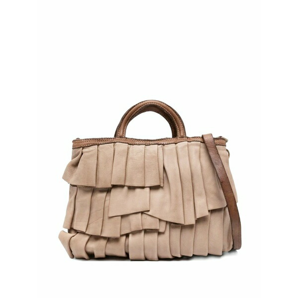 カテリーナ ルッキ レディース トートバッグ 御徒面子 Adele ruffled leather tote bag Neutrals