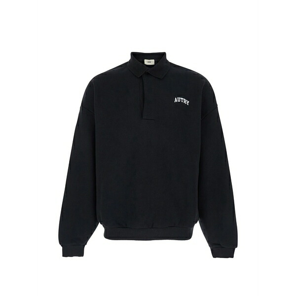 オートリー メンズ スポーツシャツ トップス College polo sweatshirt Black