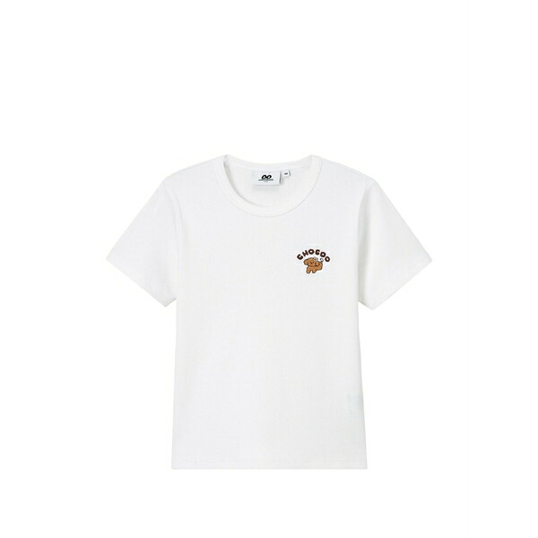 黒茶 レディース プルオーバー トップス Embroidered-detail cotton t-shirt White