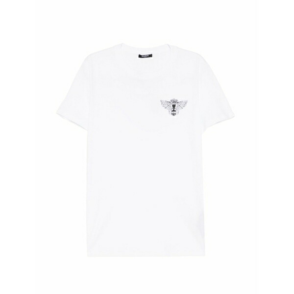バルマン メンズ ティーシャツ トップス Graphic-print crew neck t-shirt White
