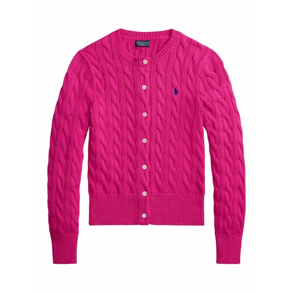 ラルフローレン レディース ジレー アウター Cable-knit crew-neck cardigan Pink