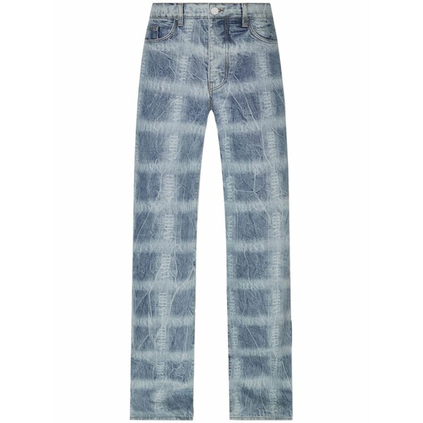 アミリ メンズ デニムパンツ ボトムス Plaid-print wide jeans Blue|asty