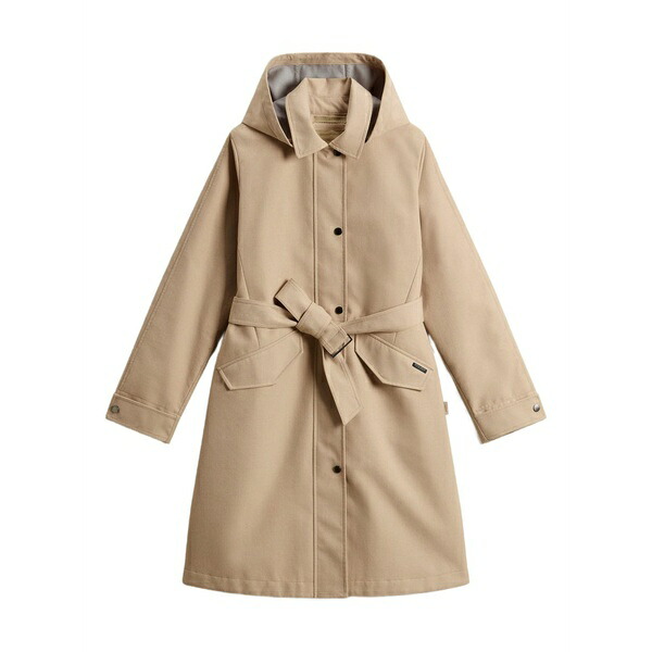 羊毛 分限者 レディース 厚地の外套 アウター Hooded belted water-resistant trench coat Neutrals