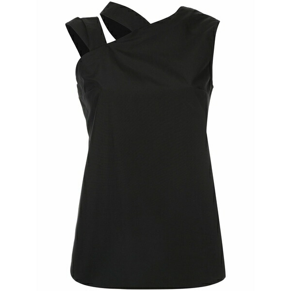 モノグラフィ レディース カットソー トップス Strap asymmetric top Black