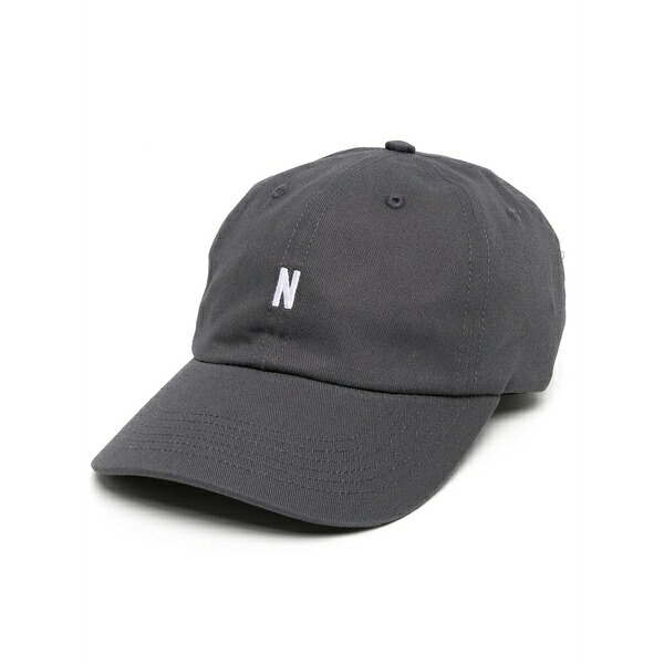 北の方事業計画 メンズ 鳥打ち帽 付属物 Logo-embroidered baseball cap Grey