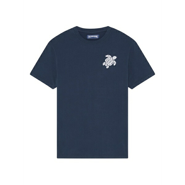 ヴィルブレクイン メンズ プルオーバー トップス Crew-neck turtle-embroidery t-shirt Blue