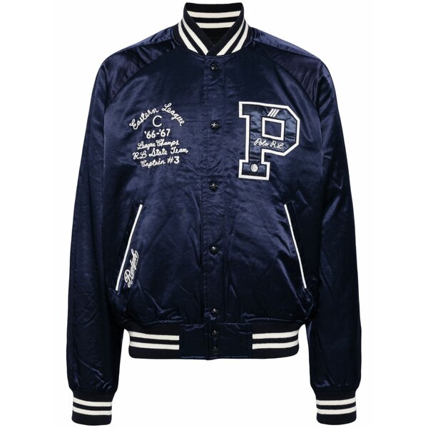 ラルフローレン メンズ 上衣＆上衣 アウター Logo-appliqu￡ satin bomber jacket Blue