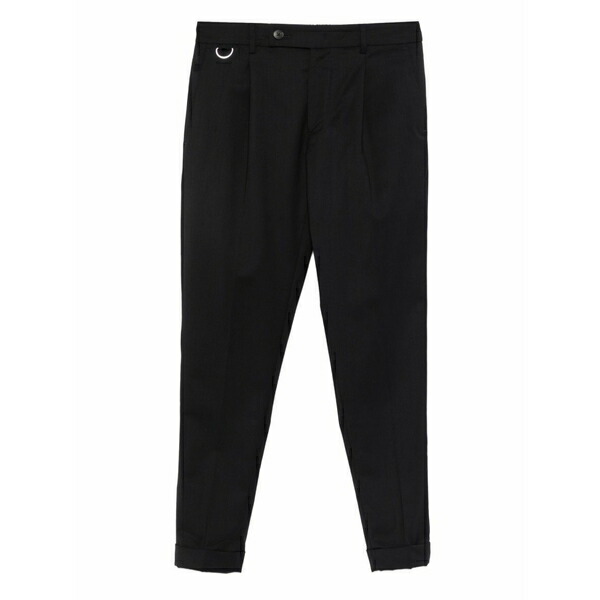 ロウブランド メンズ 心地好いズボン下 ボトムス D-ring pleated trousers Black