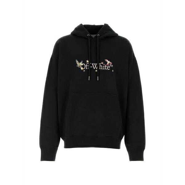 象牙色 メンズ パーカー・スウェットシャツ アウター Logo-print cotton hoodie Black