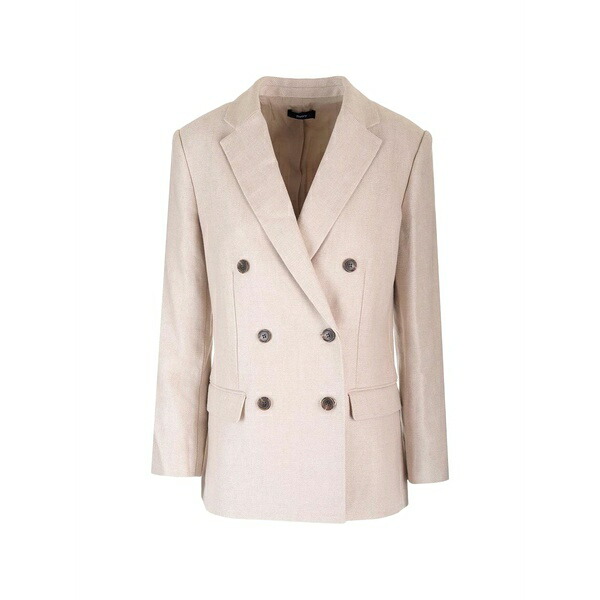 行動論理 レディース 上衣＆上衣 アウター Double-breasted linen-twill blazer Neutrals