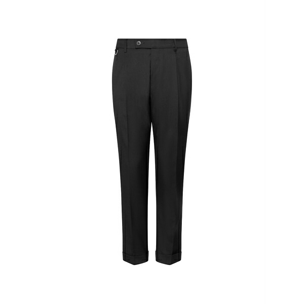 ロウブランド メンズ カジュアルパンツ ボトムス Pleated turn-up trousers Black|asty