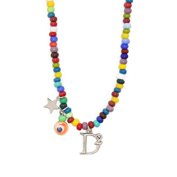 ディースクエアード メンズ 頸飾り・チョー鉄道車両 添え物 Logo-charm beaded necklace Blue
