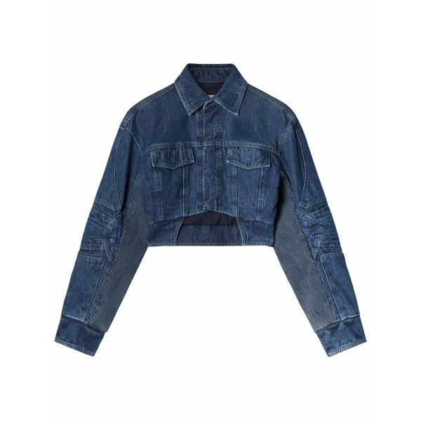象牙色 レディース 上衣＆上衣 アウター Cut-out motorcycle denim jacket Blue