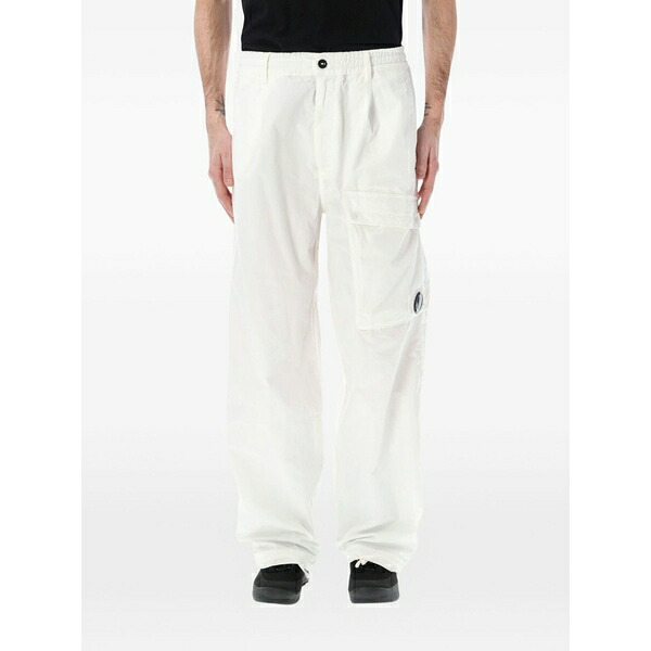 シーピーカンパニー メンズ 心地好いズボン下 ボトムス Belt-loop buttoned  trousers White