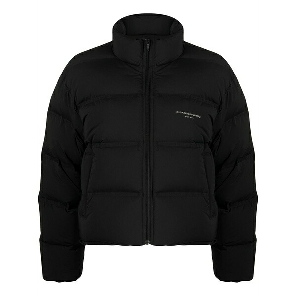 アレキサンダーワン レディース 上衣＆上衣 アウター Reflective-logo cropped puffer jacket Black
