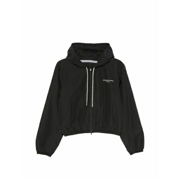 アレキサンダーワン レディース 上衣＆上衣 アウター Logo-print hooded jacket Black