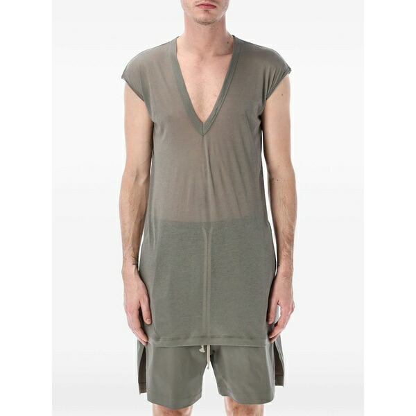 リックオウエンス メンズ プルオーバー トップス Deep v-neck sleeveless t-shirt Grey