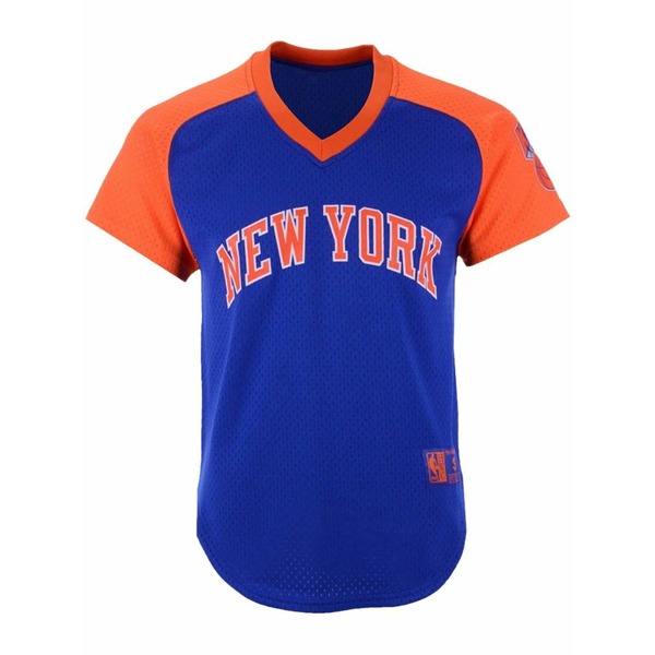 ミッチェル\u0026ネス メンズ プルオーバー トップス Final seconds mesh v-neck \"nba knicks\"" t-shirt Blue"