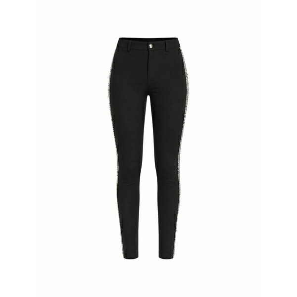 フィリップ飾り気のない レディース 心地よいズボン下 ボトムス Side-stripe trousers Black