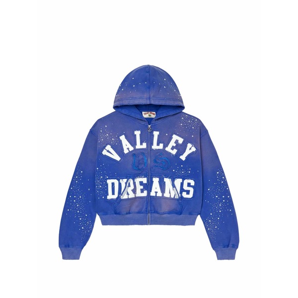 頭を覆う物 メンズ パーカー・スウェットシャツ アウター Rhinestone-embellished zip-up hoodie Blue