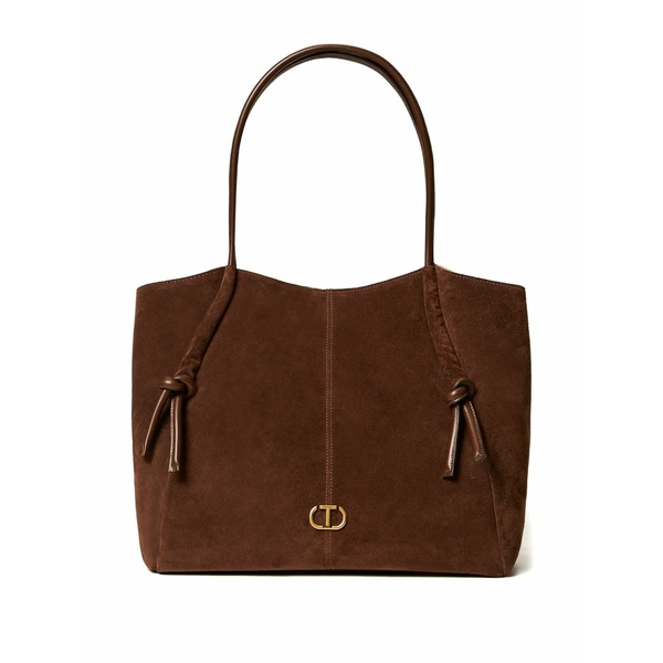 ツイン書き割り レディース トートバッグ 御徒面子 Knotted suede tote bag Brown