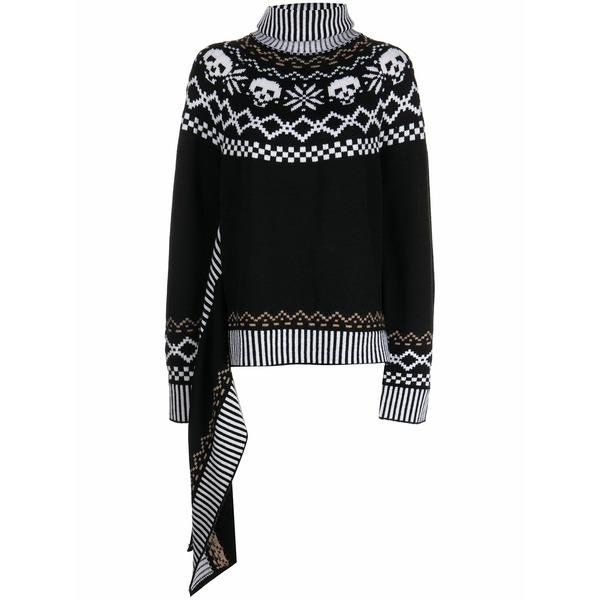 モンス  レディース 編み物\u0026スウェーター アウター Wool intarsia-knit roll-neck jumper Black
