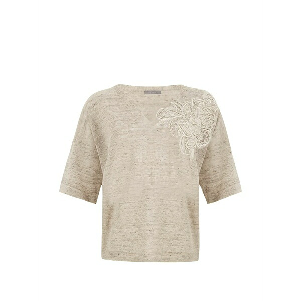 ディー・エクステリア レディース Tシャツ トップス Floral-applique t-shirt Neutrals|asty