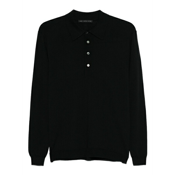 ロウブランド メンズ スポーツシャツ トップス Long-sleeve button polo shirt Black