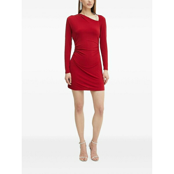 エルベ レジェ レディース 衣裳 トップス Abby crystal-embellished asymmetric dress Red