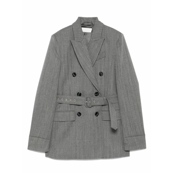 ラシル レディース 上衣＆上衣 アウター Belted double-breasted blazer Grey