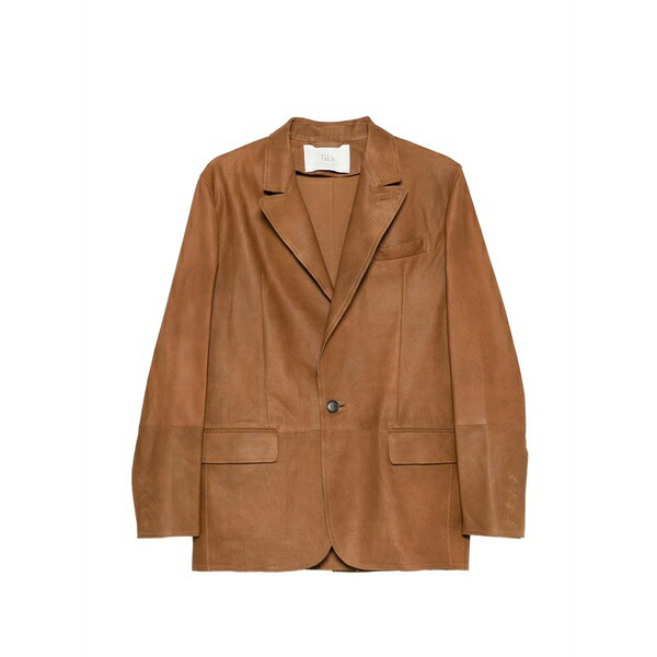 テラ レディース 上衣＆上衣 アウター Notched-lapel leather blazers Brown
