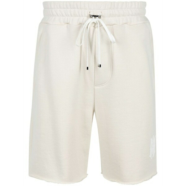 アミリ メンズ 心地よいズボン下 ボトムス Logo-print cotton track shorts  White