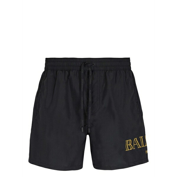 バルマン メンズ 心地好いズボン下 ボトムス Logo-embroidered swim shorts Blue
