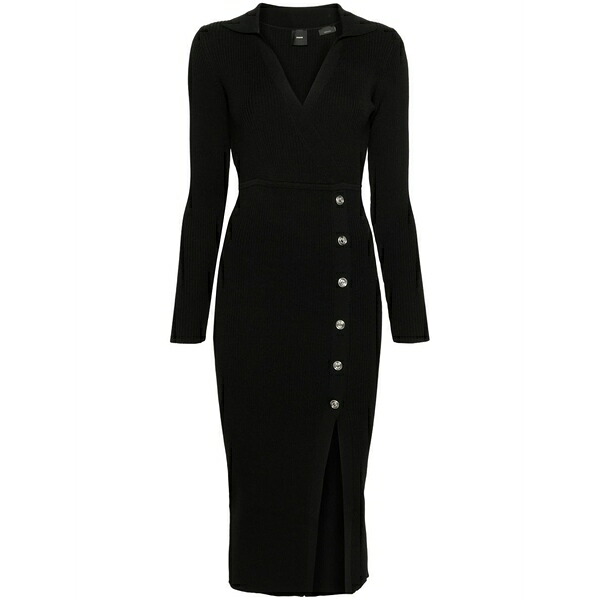 ピンコ レディース 衣裳 トップス Fine-ribbed MIDI dress Black