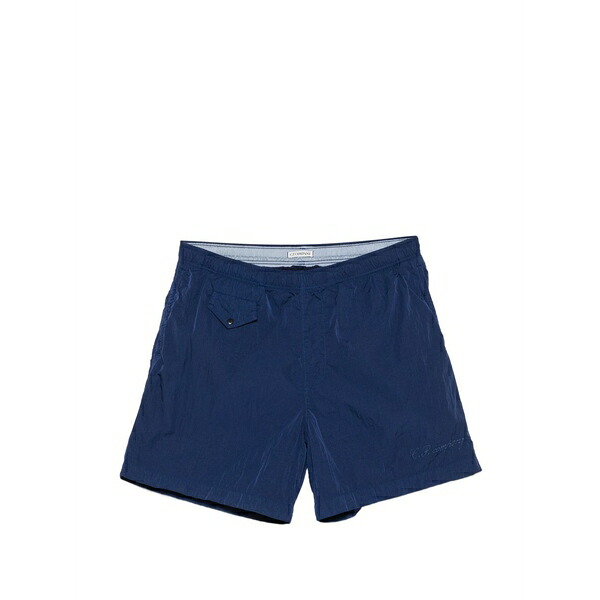 シーピーカンパニー メンズ 心地好いズボン下 ボトムス Logo-embroidered swim shorts Blue
