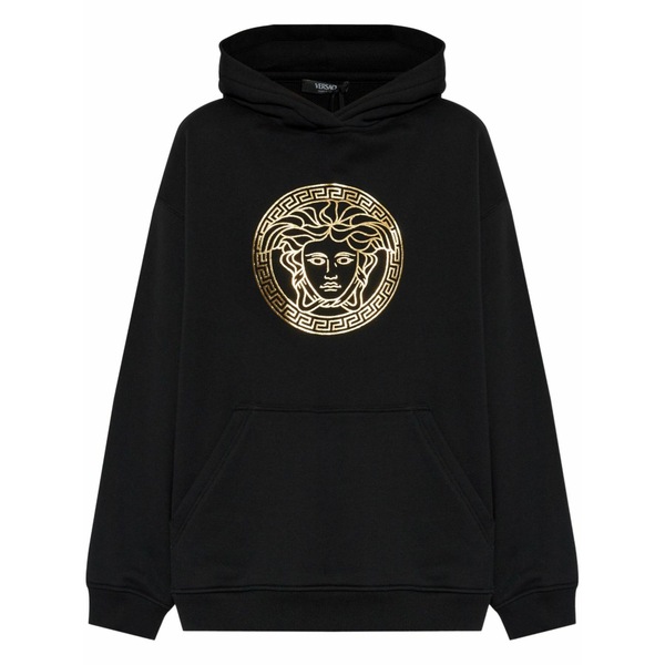 ヴェルサーチ レディース パーカー・スウェットシャツ アウター Medusa cotton hoodie Black