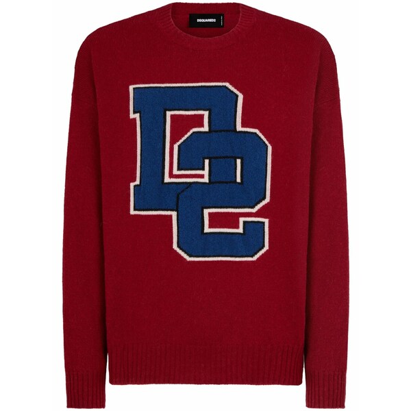 ディースクエアード メンズ 編み物\u0026スウェーター アウター Logo-intarsia wool-blend jumper Red