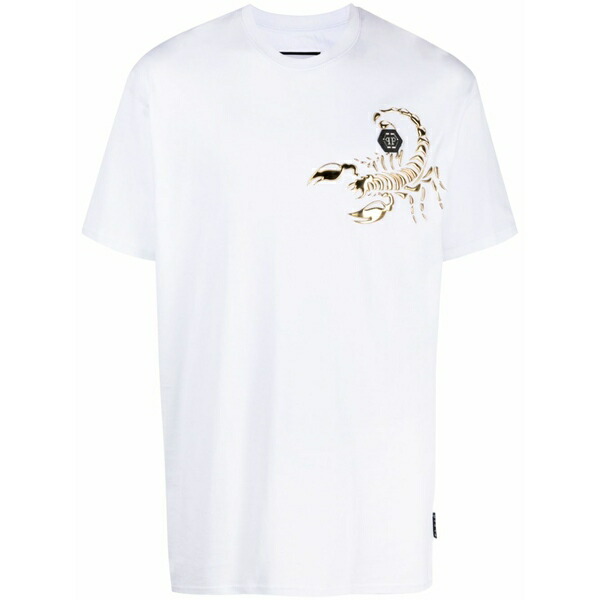フィリップ飾り気の無い メンズ プルオーバー トップス Ss scorpion round-neck t-shirt White