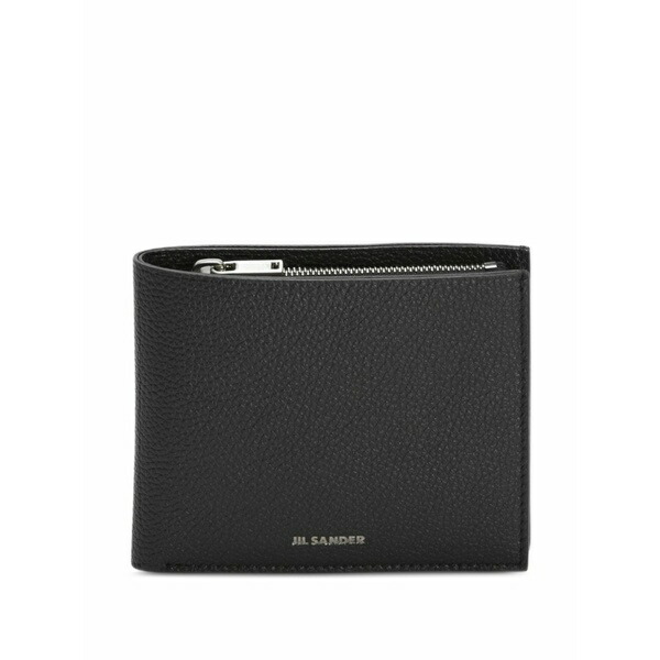 ジル・サンダー メンズ 金入れ 付属物 Grained embossed logo leather wallet Black