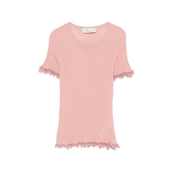 ブルマリン レディース プルオーバー トップス Crew-neck ruffled t-shirt Pink