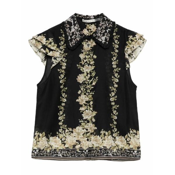 アリス アンド オリビア レディース プルオーバー トップス Ruffled floral top Black