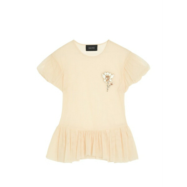 シモーネ・ロシャ レディース プルオーバー トップス Embellished organza blouse Neutrals
