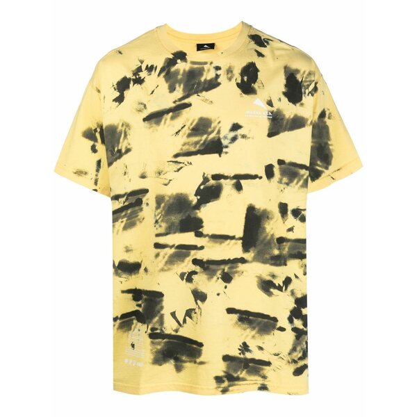 マウナ 世話をする メンズ ティーシャツ トップス Paint-print short-sleeved t-shirt Yellow