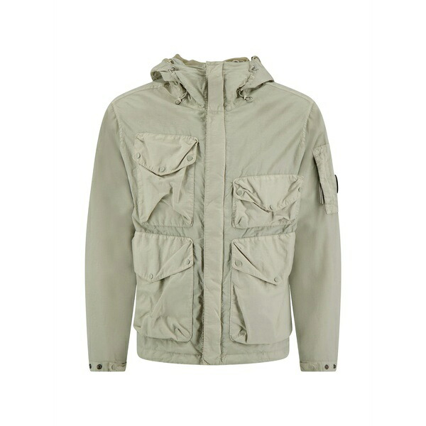 シーピーカンパニー メンズ 上衣＆上衣 アウター Goggle-detail patch-pocket hooded jacket Neutrals