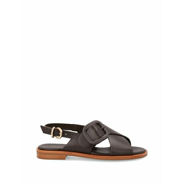 亭主持ち レディース サンダル シューズ Crossover-strap buckled sandals Brown